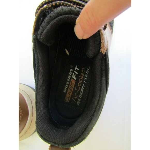 Skechers Sneakers Memory Foam Black Tan Leather Classic Fit Air Cooled Womens 8 - Picture 5 of 7